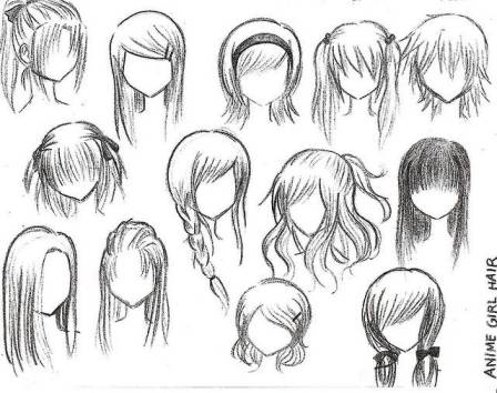 Anime girl hair drawing