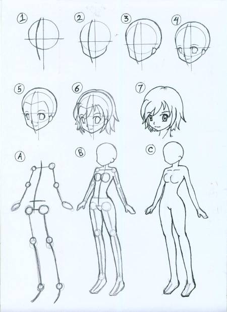 anime girl body drawing